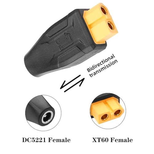 2 conectores hembra XT60 a DC5221 Barra 2.1mm x 5.5mm miniatura 3