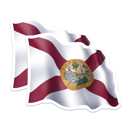(2 Pack) Florida State Flag Magnets - Sunshine State Souvenir - FL Home Decor - State Pride Collectible - 5 Inches On Longest Side - Thick Durable Magnet - Made in USA - MAG27914