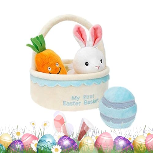 Genérico Canasta De Pascua De Peluche para Niño,Sorpresas Rellenos con Huevos Zanahorias Conejitos - Rellenos para Cesta De Pascua,para Niños Niñas Fiesta Hogar Celebración