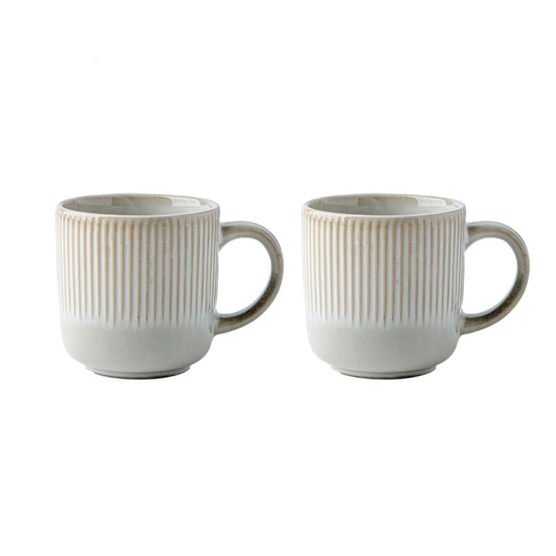 ENGENDER Tazas Cafe Taza de cerámica for café y Leche Estilo Retro 360 ​​ml con Relieve Vertical, Ligeros Defectos Mug Cups(360ml*2)