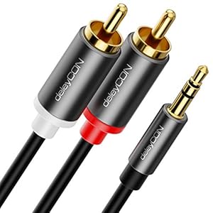 deleyCON 3m Jack naar Cinch RCA-Kabel 3,5mm Audiokabel Omzetter Kabel Mobiele Telefoon en Smartphone aan HiFi-Ontvanger 3,5mm AUX Jack naar Cinch Stekker (Extra Dun & Flexibel)