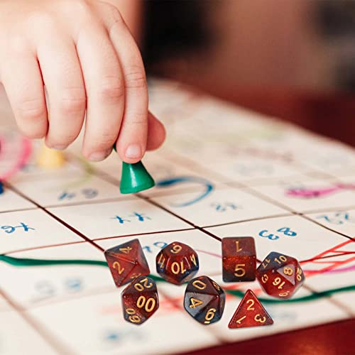 Dnd Polyhedral Dice Set - Acrylic Material Gaming Dice, Polyhedron Game Dice, Tabletop Games, For Dungeon And Dragons D&D Rpg Role Playing Games 7-Die Set (Starlight Blood Red) #TOP3