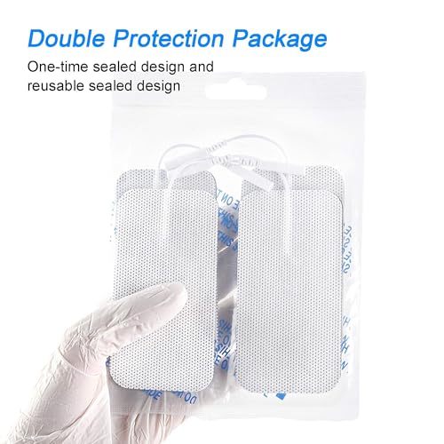 Image of AGAM Digital Therapy Machine Electrodes Reusable TENS Unit Pads - Rectangle Shaped Electrodes Replacement Pads, Strong Stick Gel, Universal Compatibility for Muscle Relief & Pain Therapy (4-Pack)