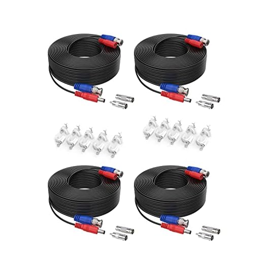 ANNKE Paquete 4pcs Cable 30m/100 pies de BNC Video Fuente de Alimentación para Kit CCTV Cámara de Vigilancia DVR Sistema Seguridad Hogar (4 pack negro)