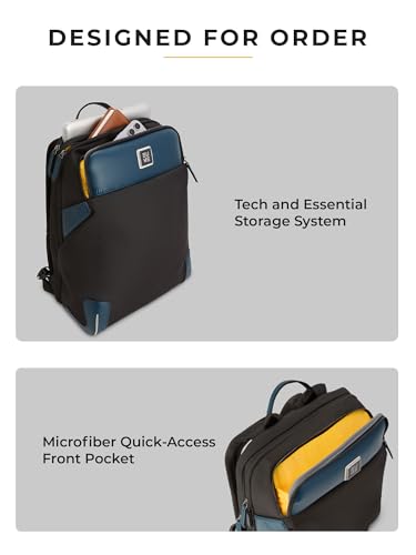 Image of EUME Gravon Laptop Backpack for Men & Women | 15.6 Inch Laptop Sleeve | 25L Water Resistant Premium Nylon & Microfiber Vegan Leather | Lightweight & Multipurpose | For Office Work & Travel