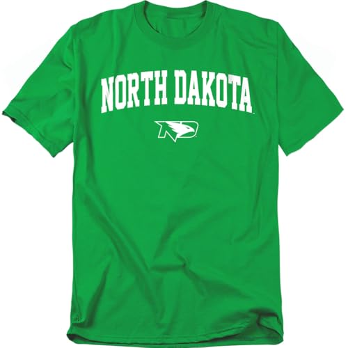 LOGOVISION University of North Dakota One Color Arched Unisex Adult T Shirt, Kelly Green, Medium