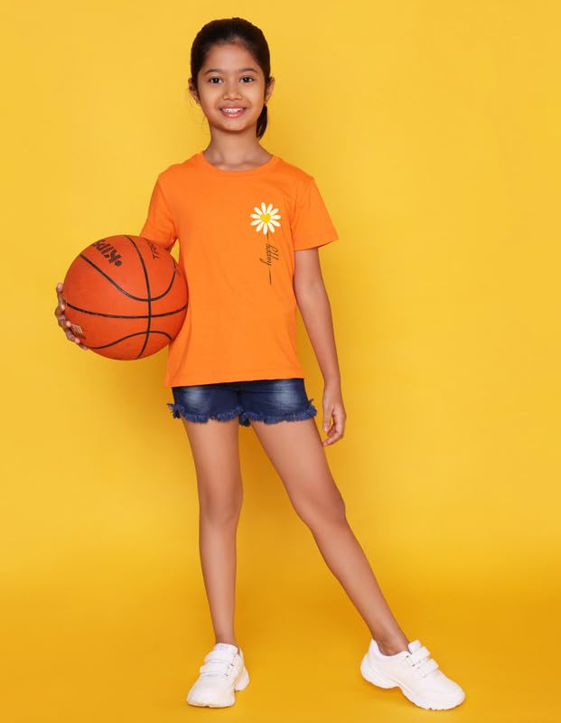 Image of Nusyl Girl's Floral Regular Fit T-Shirt