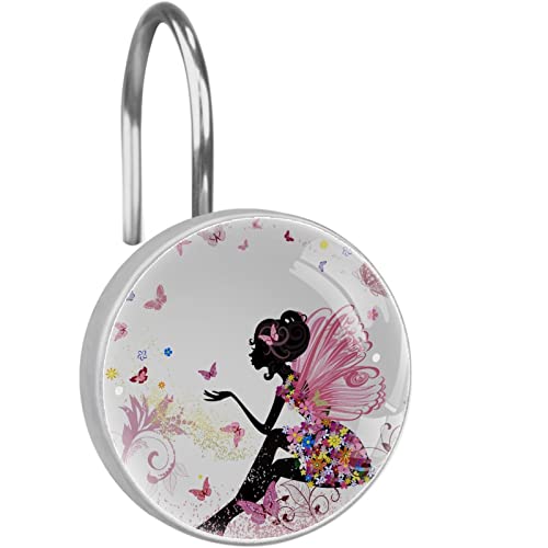 Crochets rideau de douche inox robustes | Décor fleuri chic - 2