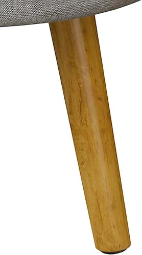 Kit 2 Puff Banquinho Redondo Decorativo em Linho Cor Cinza Pés Palito Madeira Maciça – Paris- Lojas