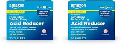 Amazon Basic Care Acid Reducer Famotidine Tablets 10 Mg, 30 Count (Pack of 2)