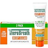 TheraBreath Deep Clean Toothpaste, Kills 99.9% of Germs That Cause Bad Breath, Gingivitis & Plaque (1), Gentle Teeth Whitening with Fluoride for Anticavity Protection, Fresh Mint, 4 Oz, 2-Pack