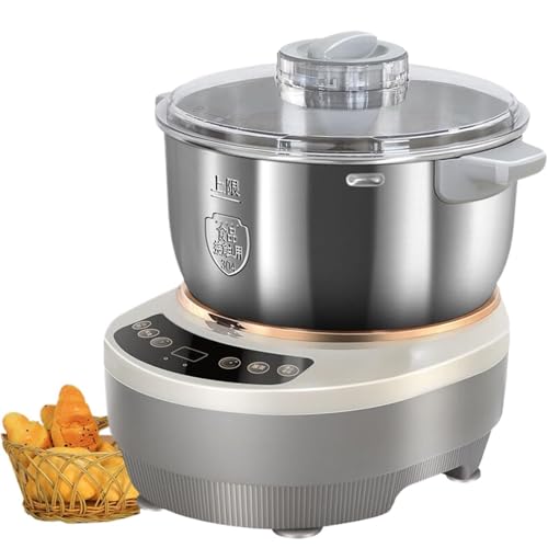 ZXINXIN Dough Kneading Machine with Ferment Function,Stainless Steel Dough Flour Mixer,Large Capacity Automatic kneading Machine,Easy Clean, Open Top Design, Grey 5L