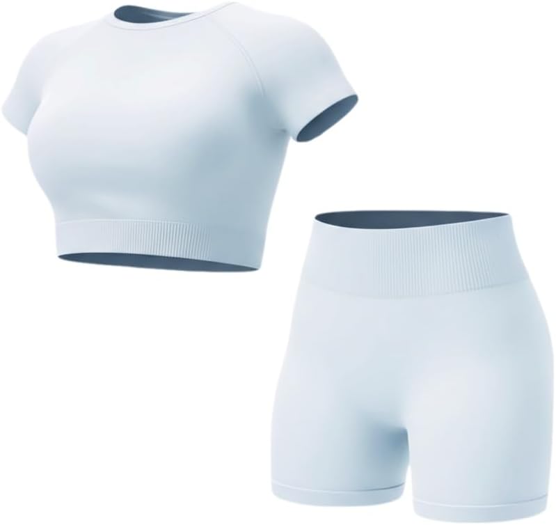 Inno Workout Sets for Women Seamless Crop Top and High Waisted Shorts Yoga Fitness Gym Casual Outfits Moisture-Wicking 2026