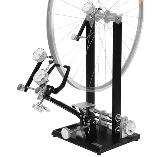 ZeromDropy Bike Wheel Truing Stand with Precision Dial Indicators Platform Bike Wheel Hub Display Stand with Tool Holder for Wheel Alignment and Disc Rotor Check