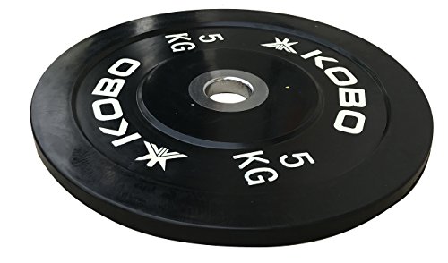 Image of Kobo 5 Kg (51 mm) Bumper Plates Competition Level Olympic Barbell Bar Weight Plate with Machined Steel Collar Elite (Imported) - Sold in Pairs
