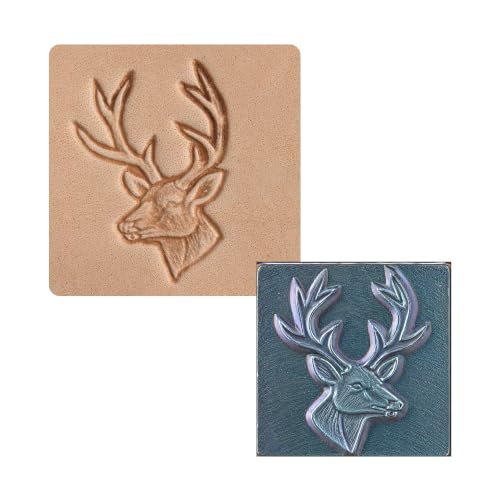Tandy Leather Craftool 3D Whitetail Deer Stamp - Decorative Leather Tooling Stamp for Wallets, Belts, Keychains & Handmade Leathercraft Projects - Leather Craft Stamp for Veg - Tanned Leather
