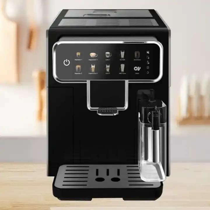 Automatic Espresso Coffee Machine, Black, Touch Screen Display, 10 Drink Options, Built-in Milk Frother, Digital Control Panel