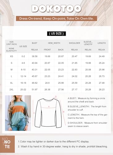 Dokotoo Long Sleeve Shirts Womens Tops Cute 2024 Fall Outfits Trendy Sweatshirt Business Casual Loose Fit Dressy Oversized Fashion Ladies Tunics Work Blouses Striped Colorblock Knit Tops Clothing thumb #7