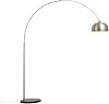 Qazqa - Indoor Modern Arc Floor Lamp | Arc Floor Light Steel | Nickel Matt | Satin Adjustable - Grande - Modern - Suitable for LED E27 | 1 Light - Stainless Steel Arc lamp - Suitable for Living Room