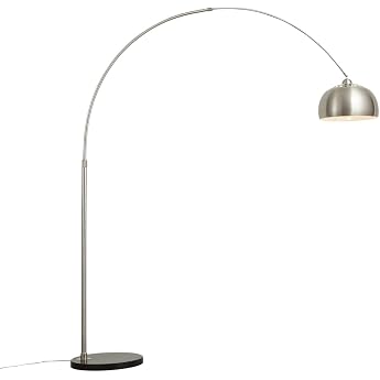 Qazqa - Modern Arc Lamp Steel I Silver I Nickel Matt Adjustable - Grande I Living Room - Stainless Steel Round - LED Suitable E27