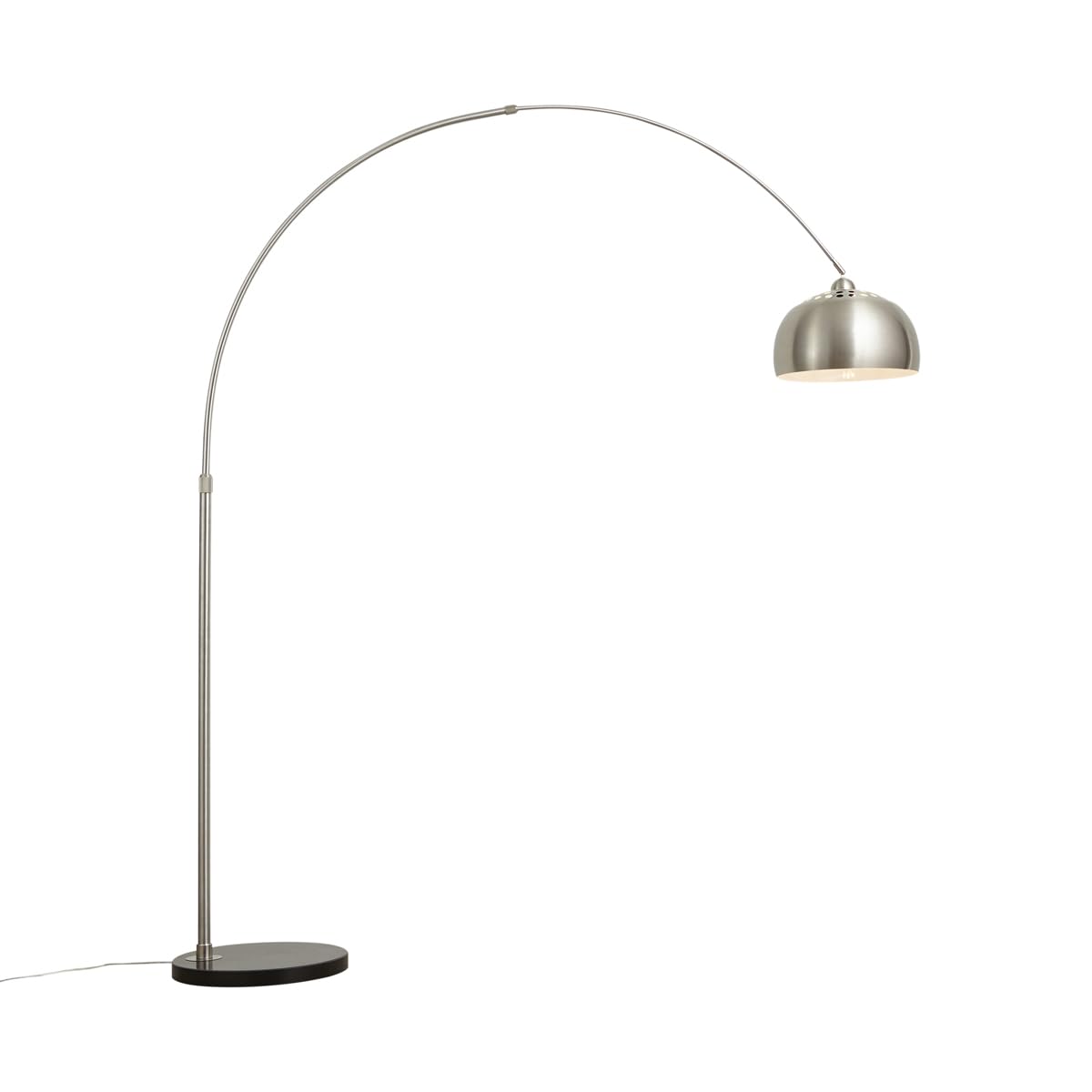 Qazqa Moderno Lámpara de arco moderna acero ajustable - GRANDE Acero inoxidable/​Mármol Redonda Adecuado para LED Max. 1 x 60 Watt