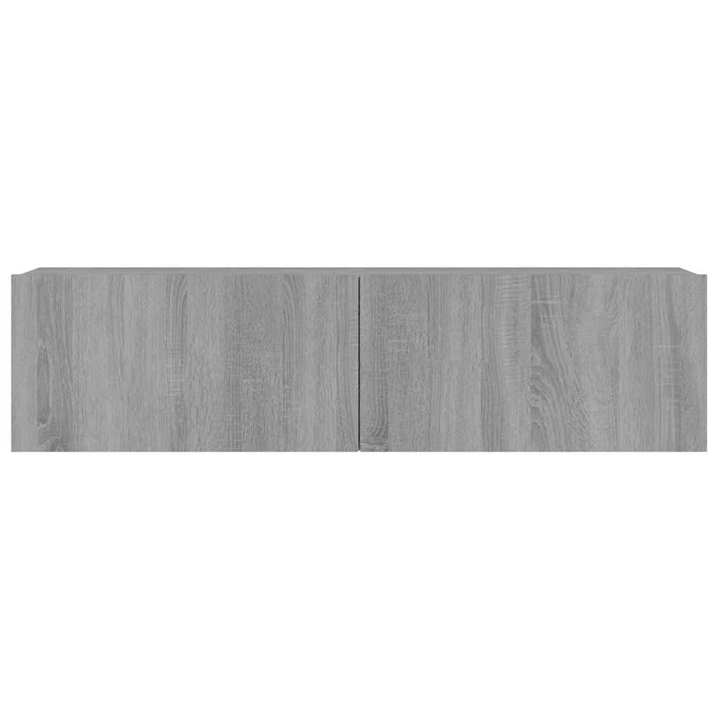 Fengshui Mobile da parete per TV, grigio Sonoma, 120 x 30 x 30 cm, in legno | 2 scomparti, porte pieghevoli, montaggio a parete, spazio per riviste e DVD
