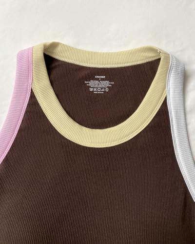Image of CHICME Womens Sleeveless Ribbed Built in Bra Tank Tops
