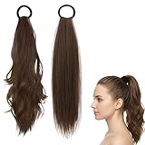 KAHZOR 2 pezzi Extension,Coda Finta,Finti,Code Finte per Capelli,Liscia e Ondulata,Extension Clip Con Fascia Elastica,Per Uso Quotidiano,Per Donne E Ragazze