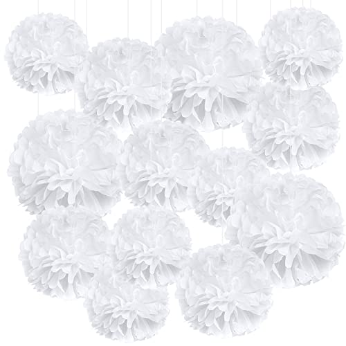 Pompones de papel de seda para bodas, 18 unidades, pompones de papel de seda, pompones vintage, farolillos, fiestas, bodas, cumpleaños, decoración de San Valentín Cover