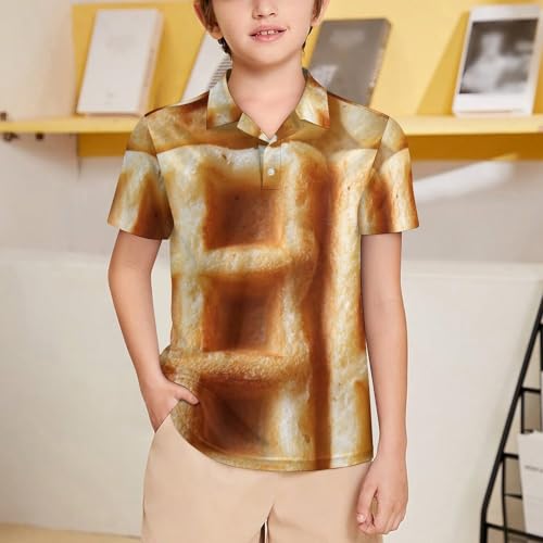 Boys' Classic Polo Shirts Short Sleeve Moisture-Wicking Golf & Tennis Shirts for Youth Teens Waffle2