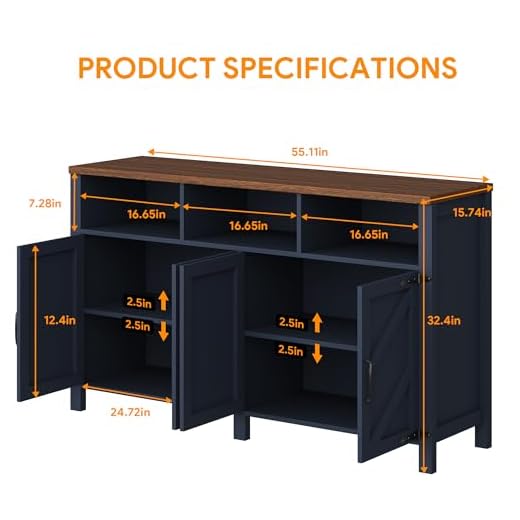 Knoworld Large Farmhouse Buffet Sideboard