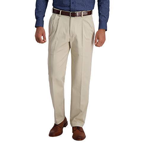 Haggar Men’s Classic Fit Iron Free Premium Khaki Pleated Pant by Haggar - Used condition - US$34.68