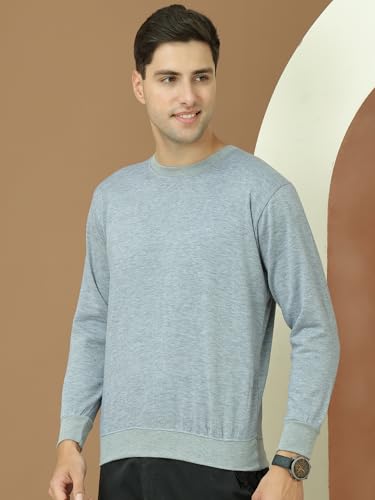 Image of Mack Jonney Fleece Regular Fit Solid Round Neck Sweatshirt for Men-MACK639877