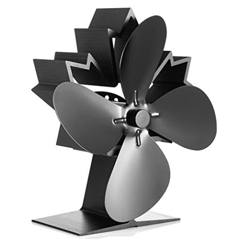 CRSURE 4 Blades Woodburner Stove Fan Wood & Log Burner Fan and Fireplace Fan Stove Top Fan/Eco Friendly/Efficient Heat Distribution for Large Room(Black) Cover
