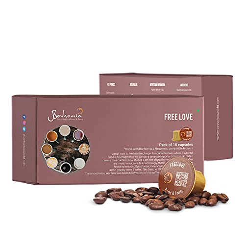 Image of Bonhomia Free Love - Bright & Feisty Coffee, Intensity 5 /10 Nespresso Compatible Pods Unflavoured, Coffee Capsules (50)