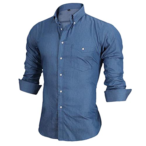 Chemise en jean pour homme slim fit Pohullan N5042blue en grande taille L