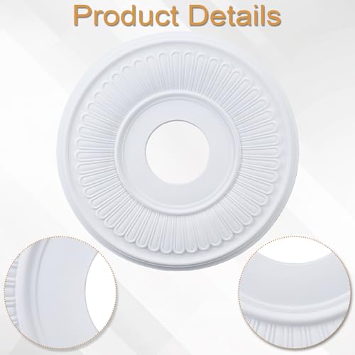Rosace de plafond polyuréthane 330mm blanche pour ventilateur