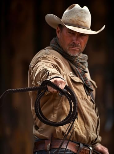 VZQI Acessórios de roupas de chicote de caubói ocidental com alça de caubói preto e marrom-preto, Ma