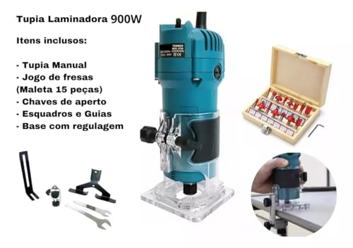 Tupia Laminadora Manual 900w + Jogo de Fresas 15pçs (220, Volts)