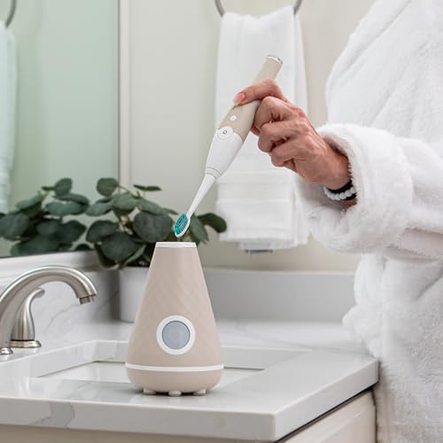 Image of TAO Clean UV Sanitizing Sonic Toothbrush and Cleaning Station, Electric Toothbrush, Dual Speed Setting, Sandstone