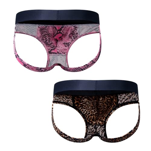 JOCKMAIL Men's Underwear Briefs Sexy Leopard Pattern Playful Printed Men's Underwear Jockstrap Briefs