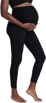 Motherhood Maternity Women's Essential Stretch Cotton Lounge Full Length Secret Fit Over the Belly Pregnancy Leggings