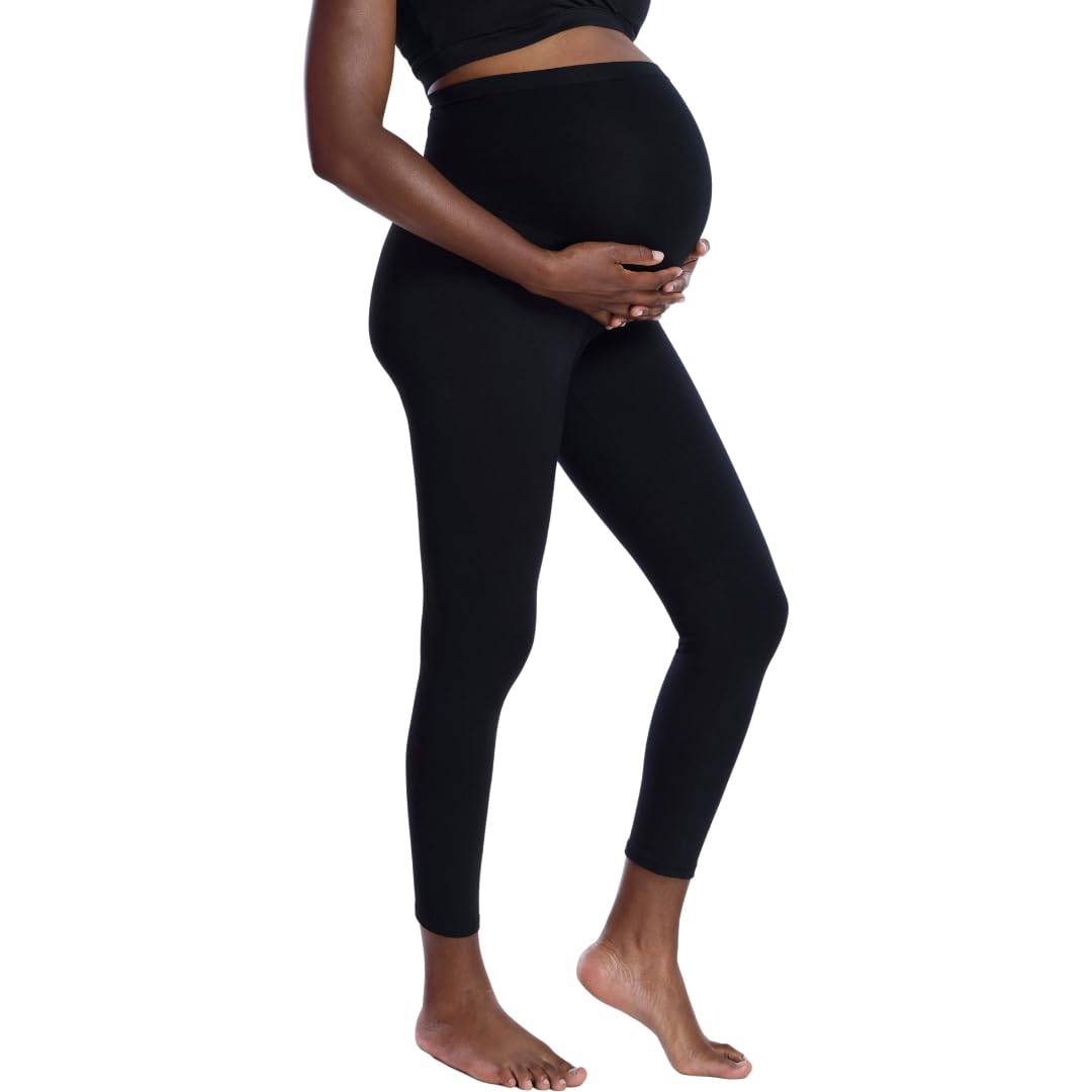 Motherhood Maternity Women's Maternity Plus-Size Full Length Secret Fit Belly Leggings, Black, X-Small