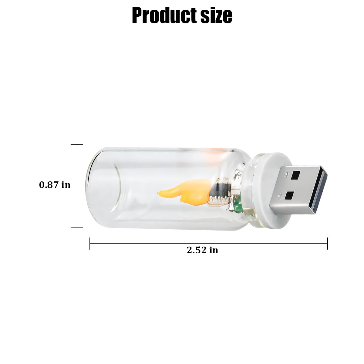 Luces LED USB de llama para automóvil, 2 unidades, mini lámpara ambiental enchufable con atenuación táctil, luz nocturna de botella de vidrio transparente para interior de automóvil, universal