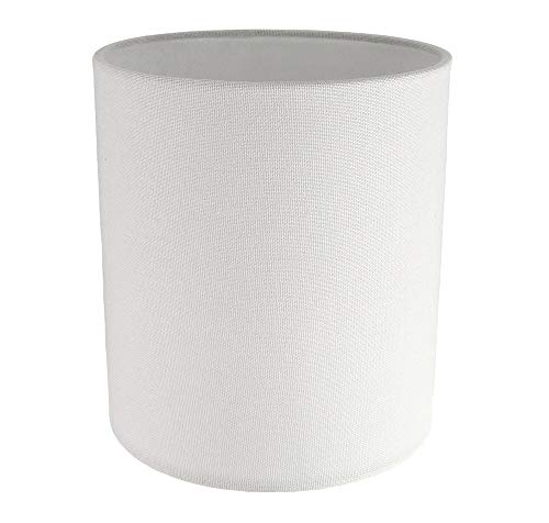 Abat-jour cylindrique en tissu blanc ivoire contemporain et élégant de 18 cm de haut par Happy Homewares
