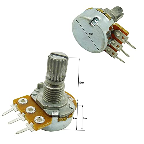 Aihasd 10PCS B100K 100K Ohm Adjustment Single Linear Rotary Taper Potentiometer Shaft 15mm