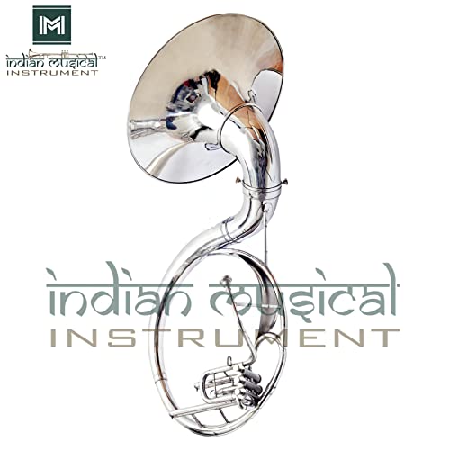 Indian Musical Instrument 22" Handmade Sousaphone Brass Made Bb Big Bell Tuba With Mouthpiece And Carry Bag (Silver) #TOP1