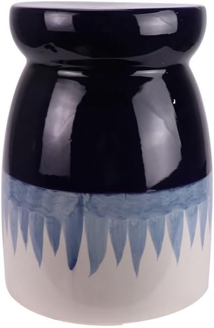 Garden Stool Hand-Painted Blue and White Ceramic Garden Stool, Decorative Round Vanity Seat, Indoor Outdoor Use Ottomans