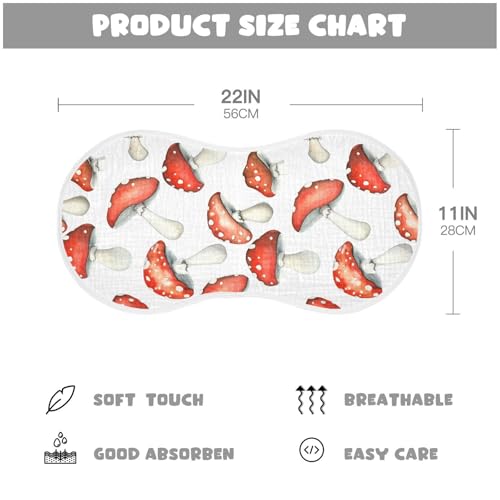 Mushrooms Baby Burp Cloths for Boys and Girls, Soft Muslin Spit Up Towels, 22"x11" Newborn Essentials for Feeding and Drooling, 1 Pack4