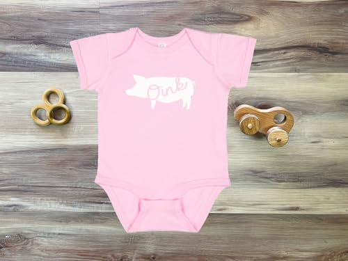 Farm Pig Animal Silhouette Bodysuit, Short Sleeve Jersey for Newborn Baby Girl & Boy, Piggy “Oink” Graphic Shirt3